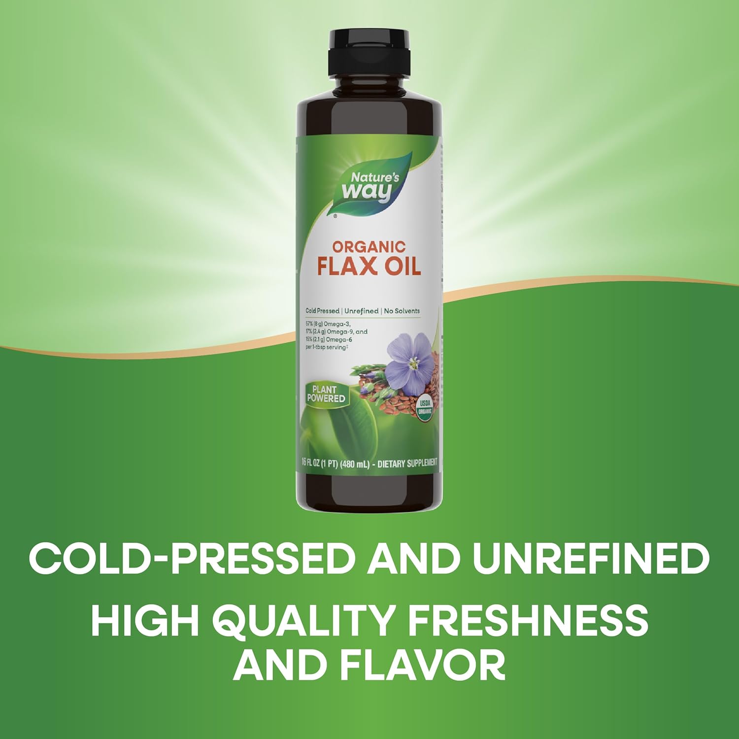 Nature's Way Organic Flax Oil, USDA Certified Organic, Omega-3, 6, 9, Cold Pressed, 16 Fl Oz (Packaging May Vary) - Image 4