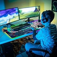 Vista 32 de Alfombrilla de mouse para juegos RGB personalizada y posavasos para café, base de goma antideslizante LED grande y brillante, alfombrilla de mouse