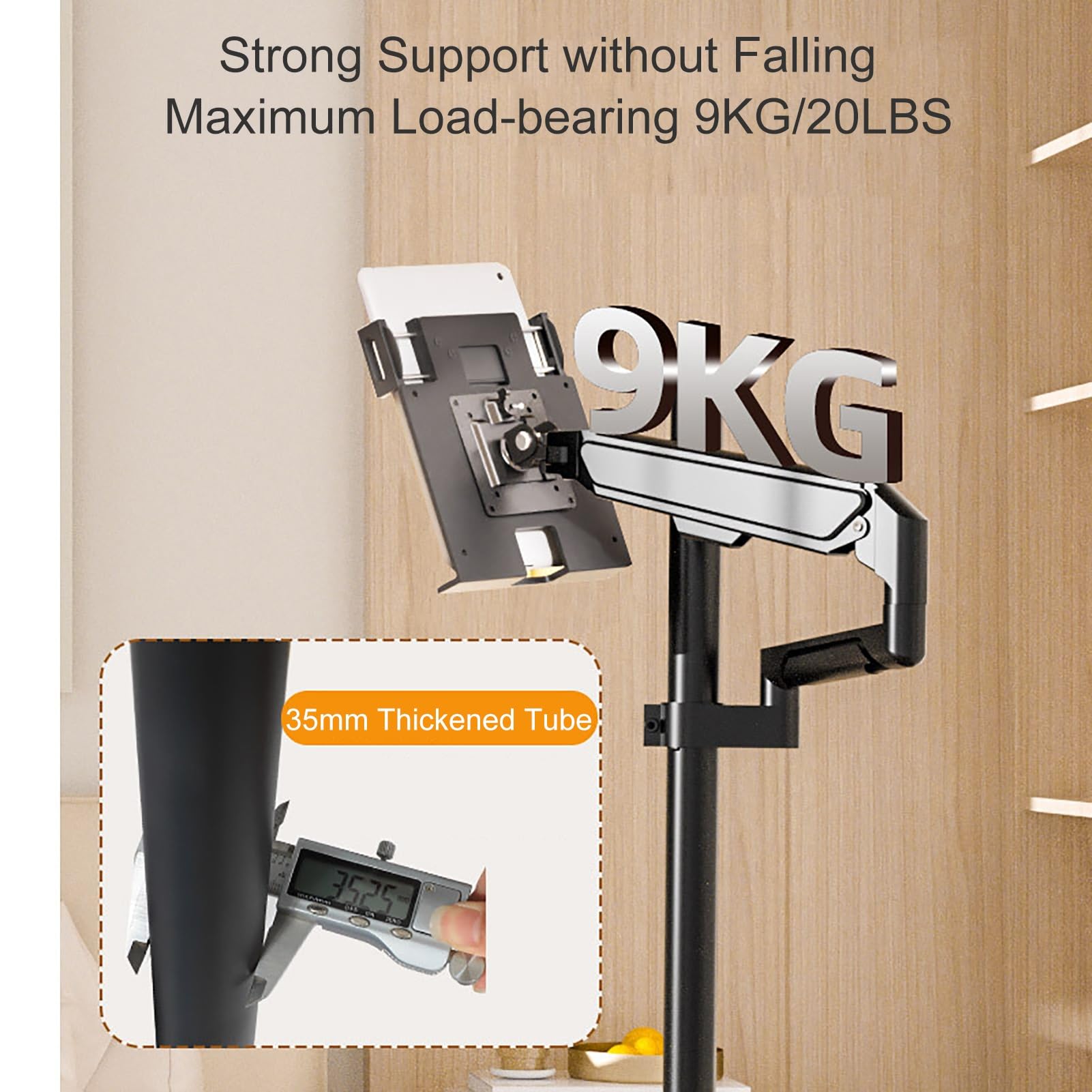 Leggio per Telefono/Tablet/E-Reader/Monitor, Altezza Regolabile e Angolo, Supporto Tablet con Base Pesante e Ruote