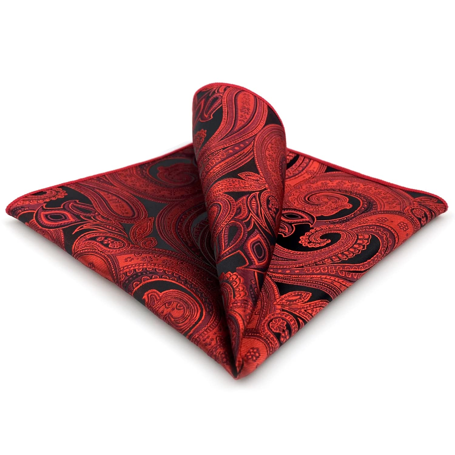 S&W SHLAX&WING Pañuelos de bolsillo Paisley para hombres Rojo Negro Boda Elegante 32cm Padrinos de boda