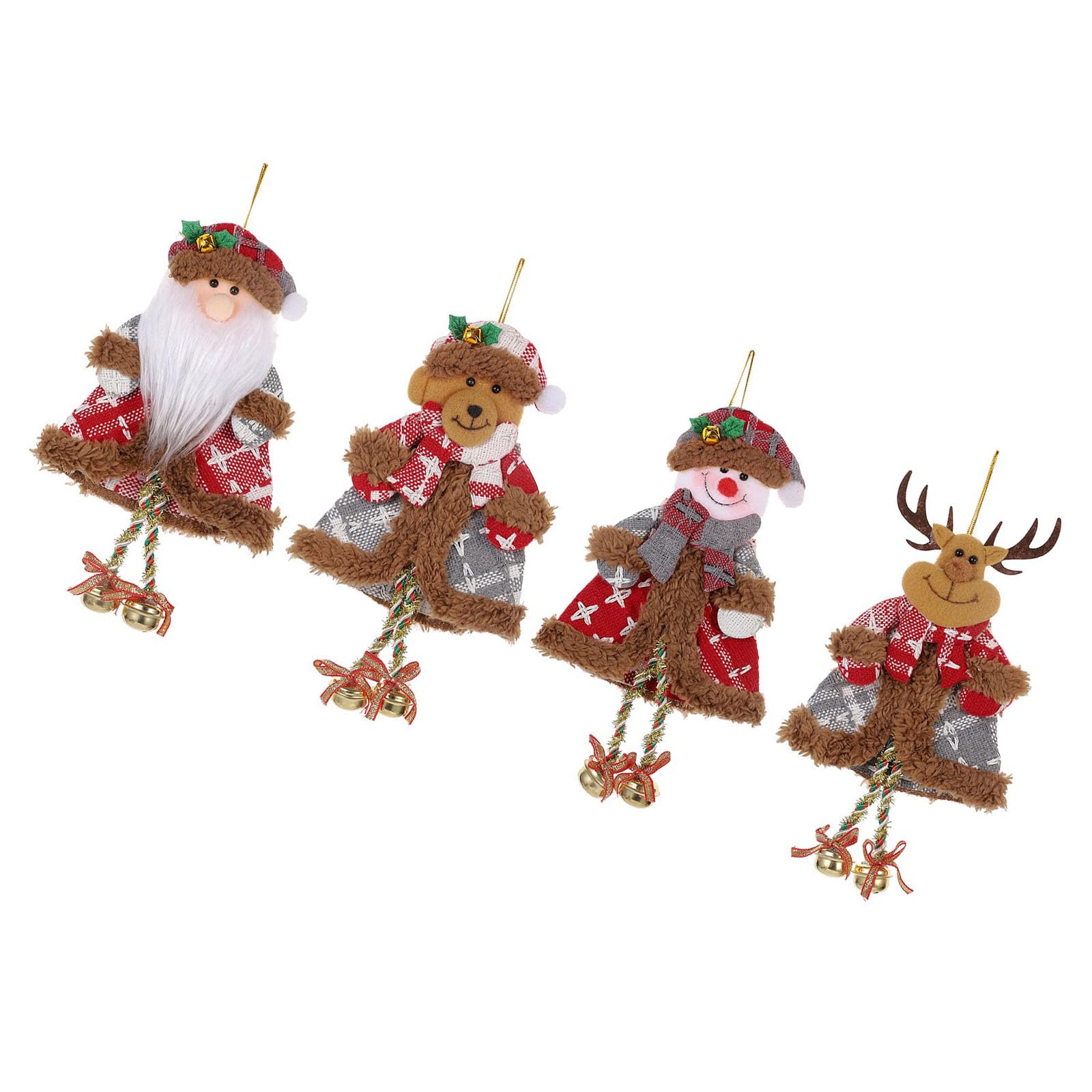 Holiday Decoration Seasonal Hanging Figurine Plush Toy with Bells Easy Installation Christmas Tree Pendant Plush Doll Ornament for Christmas Tree