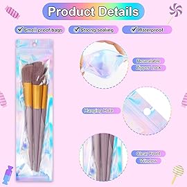 ANZNKU 100 PACK 2.7 x 9 Pen Bags Holographic Bags, Pen Packaging Bags Resealable Smell Proof Bags for Party Favor Food Storage, Cosmetics, Jewelry Packaging Candy Lipgloss Packaging