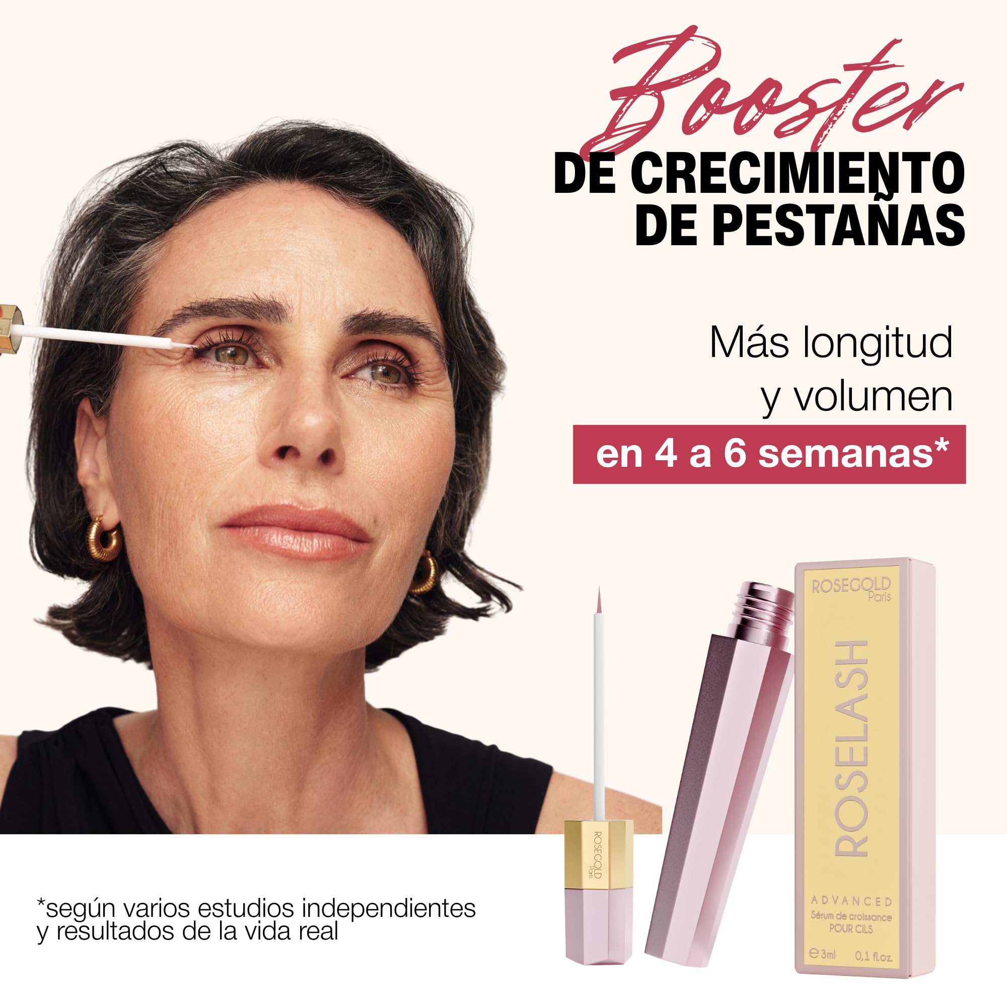 ROSEGOLD ROSELASH Advanced Sérum Pestañas Biotina, Más Largas y Densas | Complejo avanzado, 95% natural sin hormonas, vegano, apto para ojos sensibles y extensiones, Francia, 3 ml