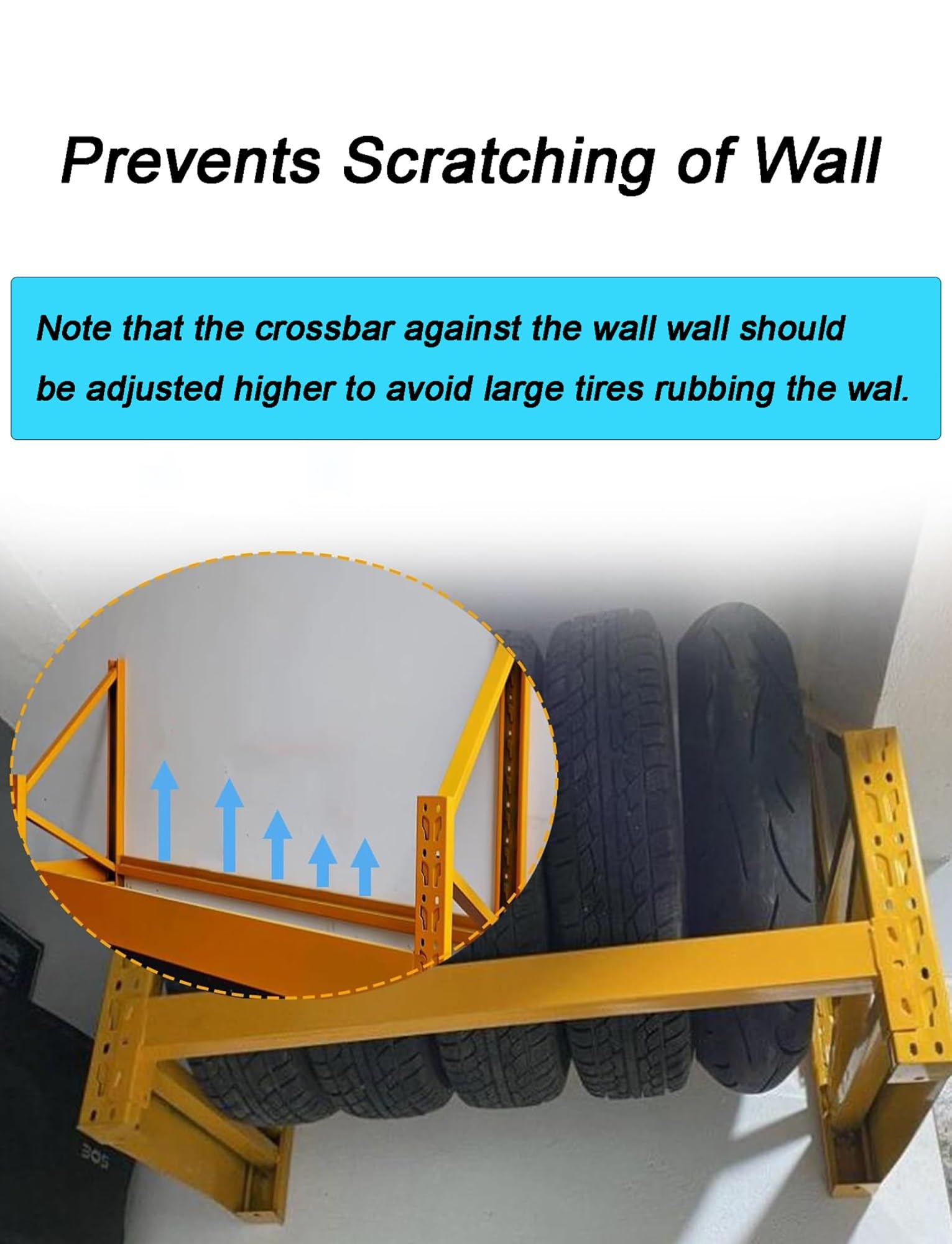 Portagomme da Parete Resistente - Soluzione salvaspazio per riporre più Pneumatici in Garage e Officina, Ideale per la Riparazione di Auto.