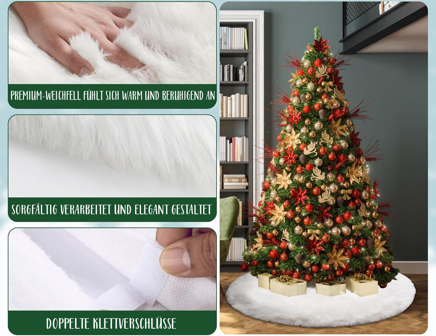 XIMEY Tapis Pour Sapin De Noël 120cm, Tapis Sapin De Noel BlaWS En