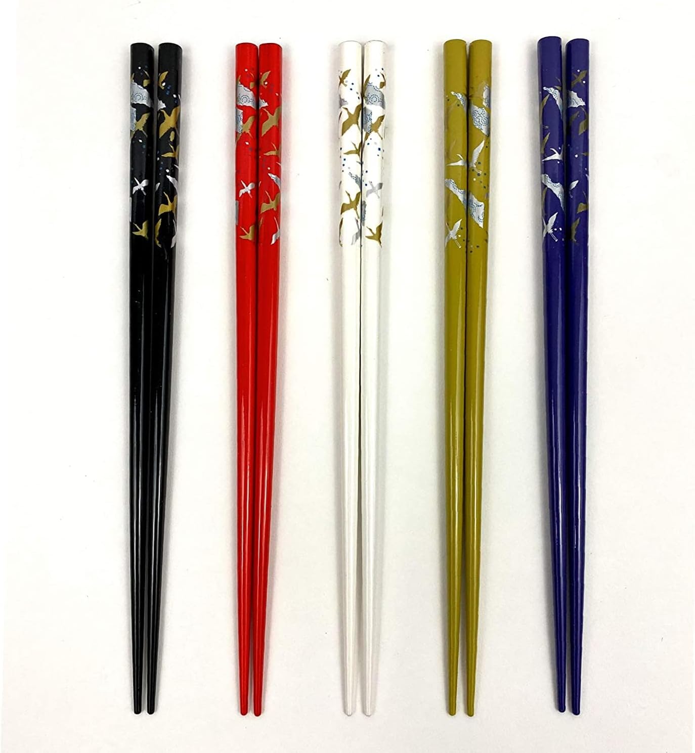 JapanBargain, 10 Pack of 5-Pair Reusable Bamboo Chopsticks Set, Japanese Wooden Chop Sticks with Anti-Slip Tips, Natural Wood Chopstick for Sushi, Ramen, Noodles, Asian Meals, Dishwasher Safe