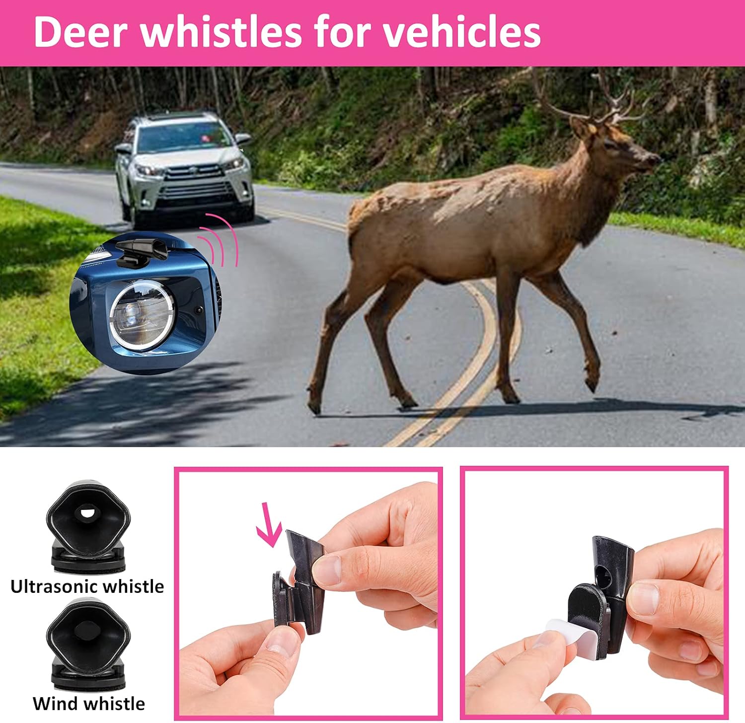 Pink Roadside Assistance Kit with Jumper Cable, Tow Rope, LED Road Flare, Deer Whistles and More Women Emergency Safety Tool Kit