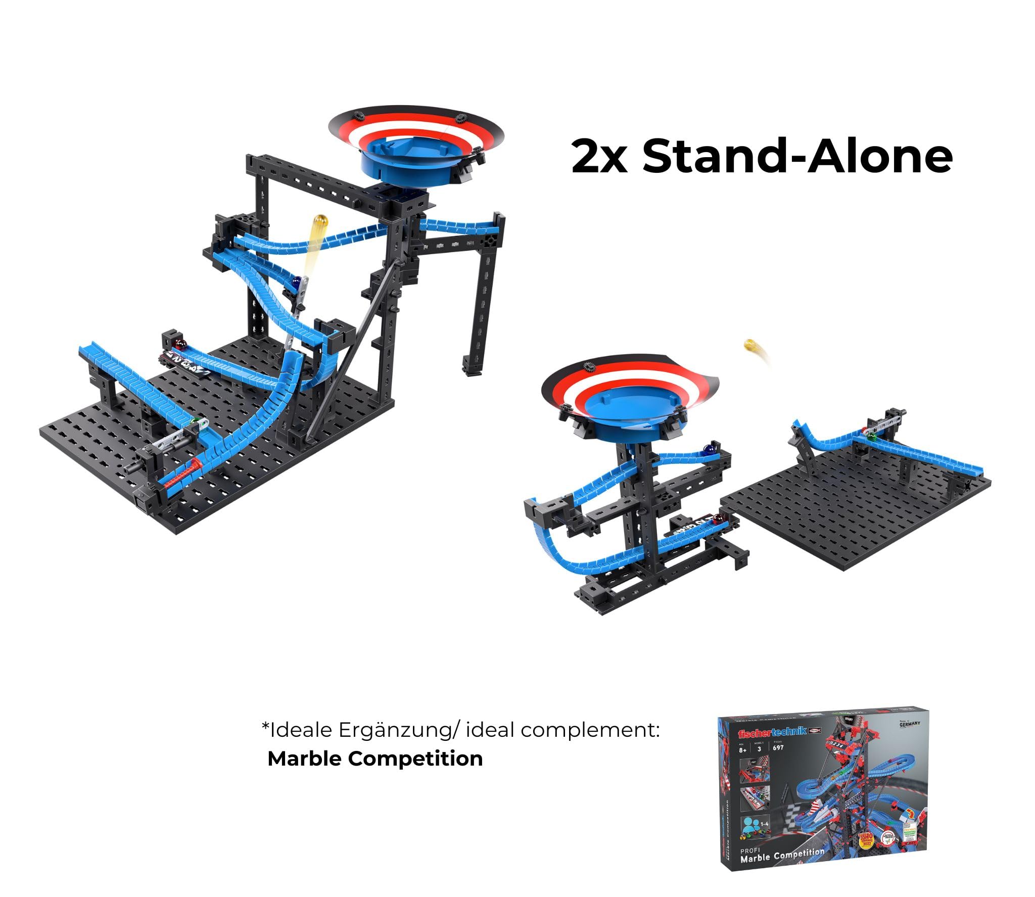 fischertechnik Marble Competition Booster 571897 – accesorio de pista de canicas, con embudo, a partir de 8 años