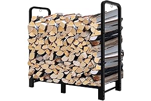 4Ft Firewood Rack - Stackable Outdoor Indoor Firelog Storage Log Holder with Adjustable Design