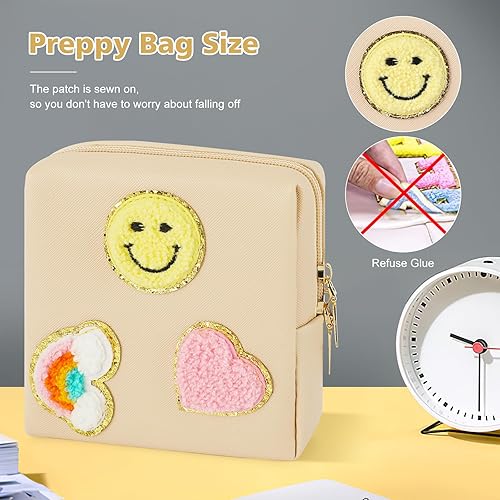 Miniatura 4 de Preppy - Bolsa de periodo de parche para adolescentes y niñas mayores, bolsa de almacenamiento de servilletas sanitarias, bolsas funcionales de piel