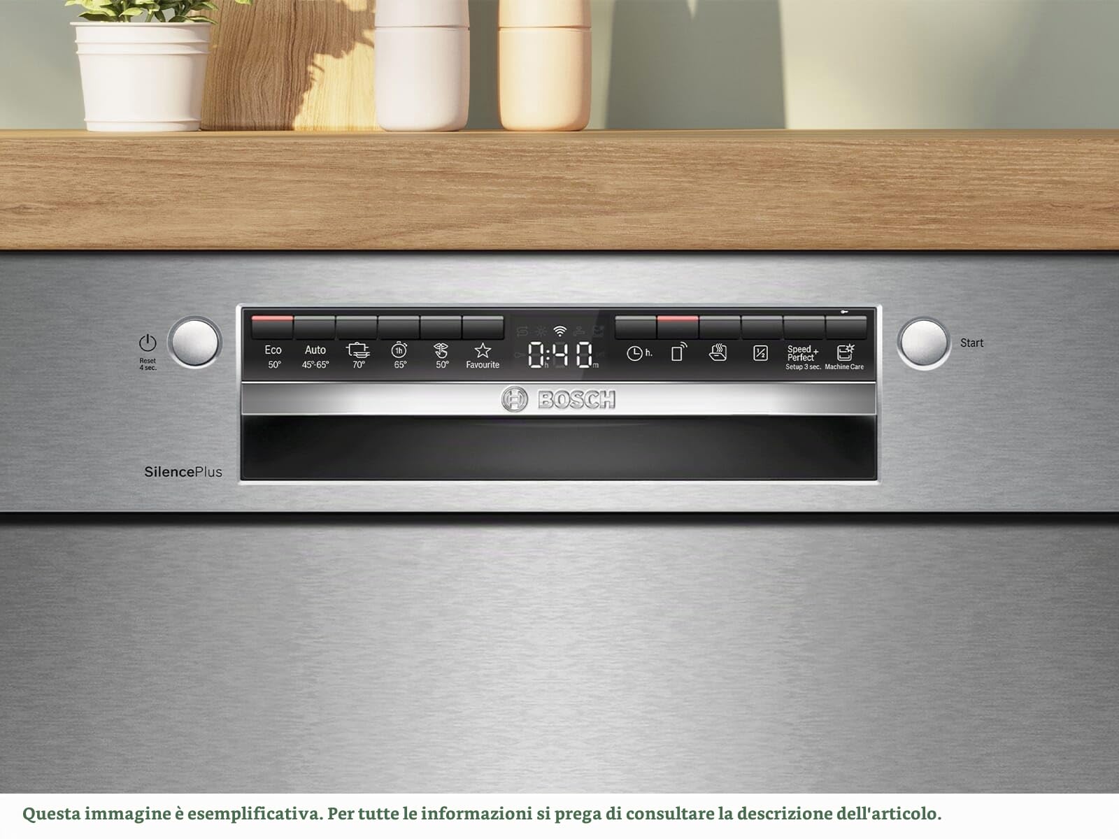 Bosch SMU4ECS21E Serie 4, Lavastoviglie da incasso sottopiano, Home Connect, EfficientDry, Diagnostica da remoto, Programma Preferito, Acciaio, 60 cm