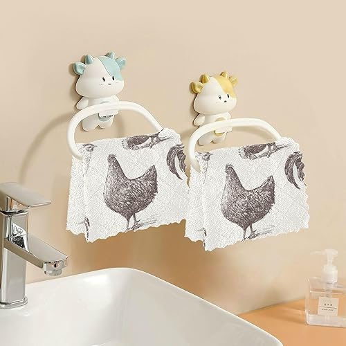 Miniatura 7 de ALAZA Juego de 6 paños de cocina vintage de gallo y gallina, paños de cocina lavables de secado rápido, paño de limpieza reutilizable, 11 x 11