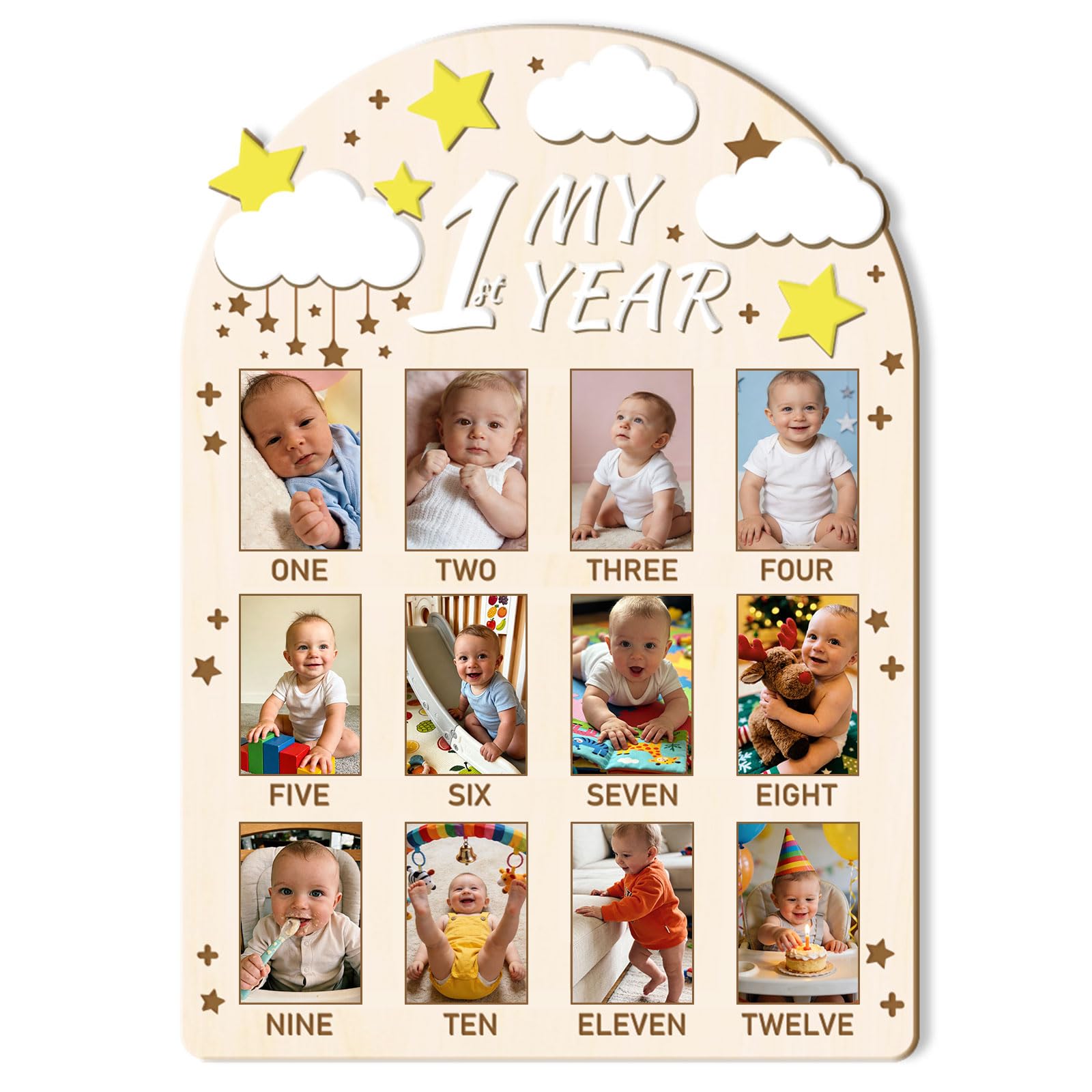 ORIGACH Cloud My First Year Baby Growth Photo Display Board