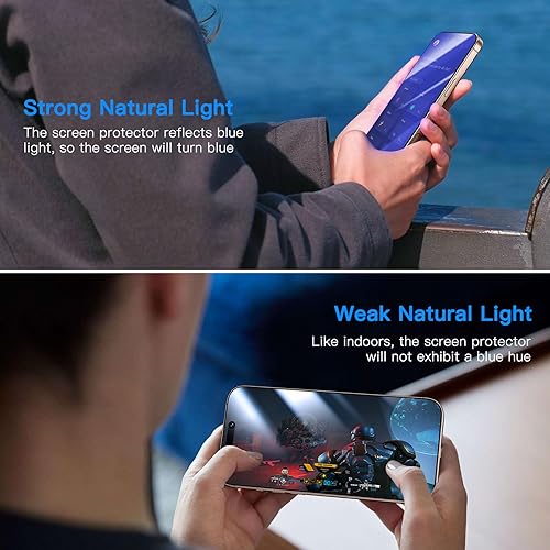 Vista 33 de Uyiton Protector de pantalla de privacidad para iPhone 13/13 Pro/14, vidrio irrompible, antiespía de 28° [cero burbujas], cobertura completa, Negro