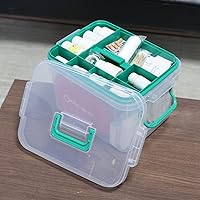 Vista 7 de Vababa Clear First Aid Box, Plastic Storage Container with Locking Lid & Handle