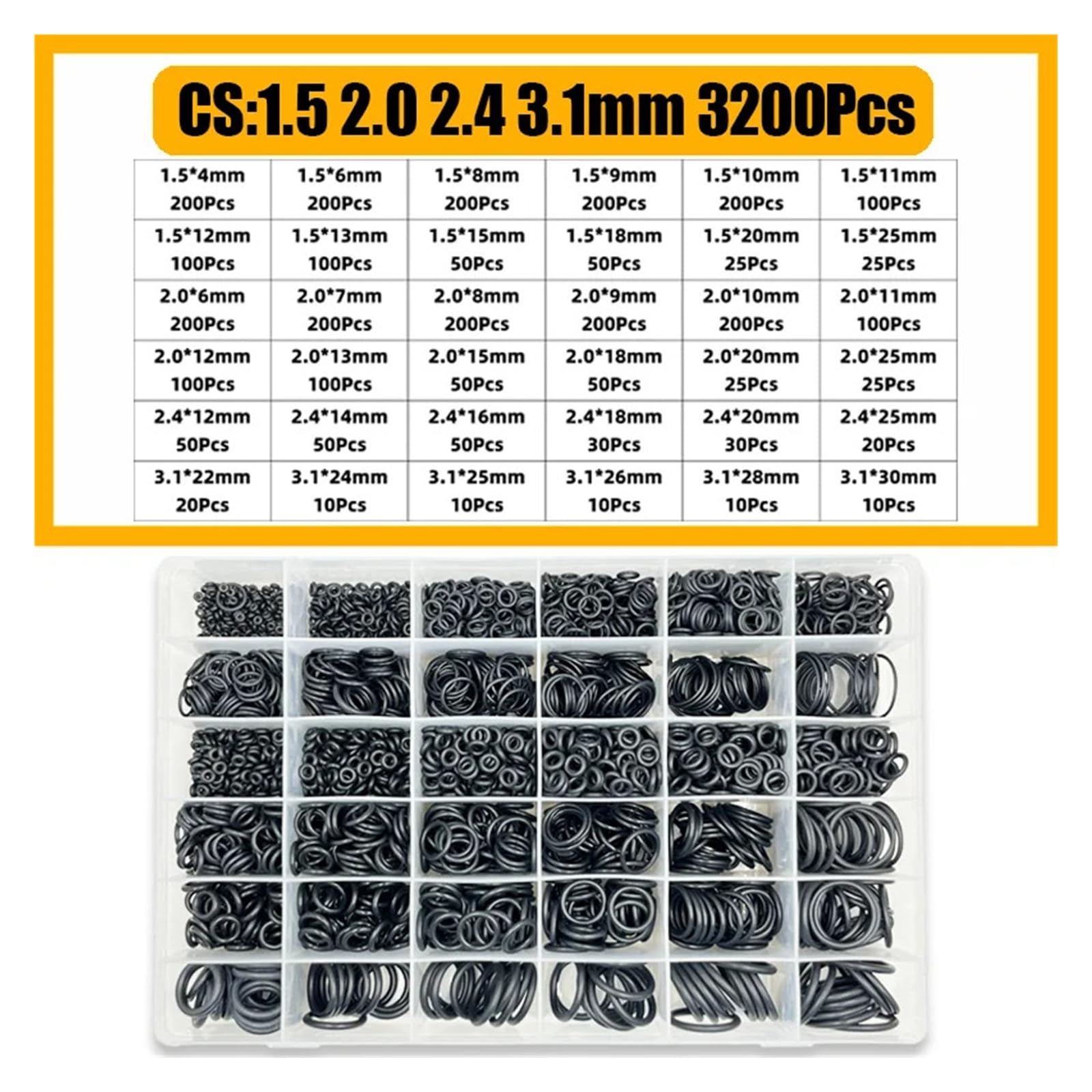 Kit de juntas tóricas de goma(3200pcs)