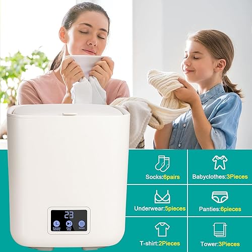 Miniatura 4 de Lavadora pequeña totalmente automática, mini lavadora de 7 litros de capacidad con 3 modos de limpieza profunda para ropa interior, ropa de bebé,