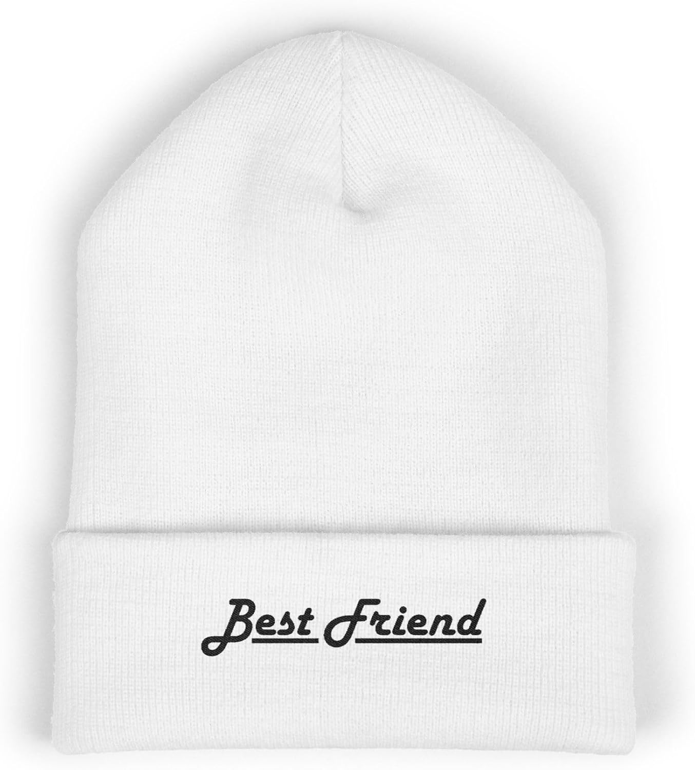 Premium Classic Cuffed Beanie Hat - 'Best Friend' Embroidery Message