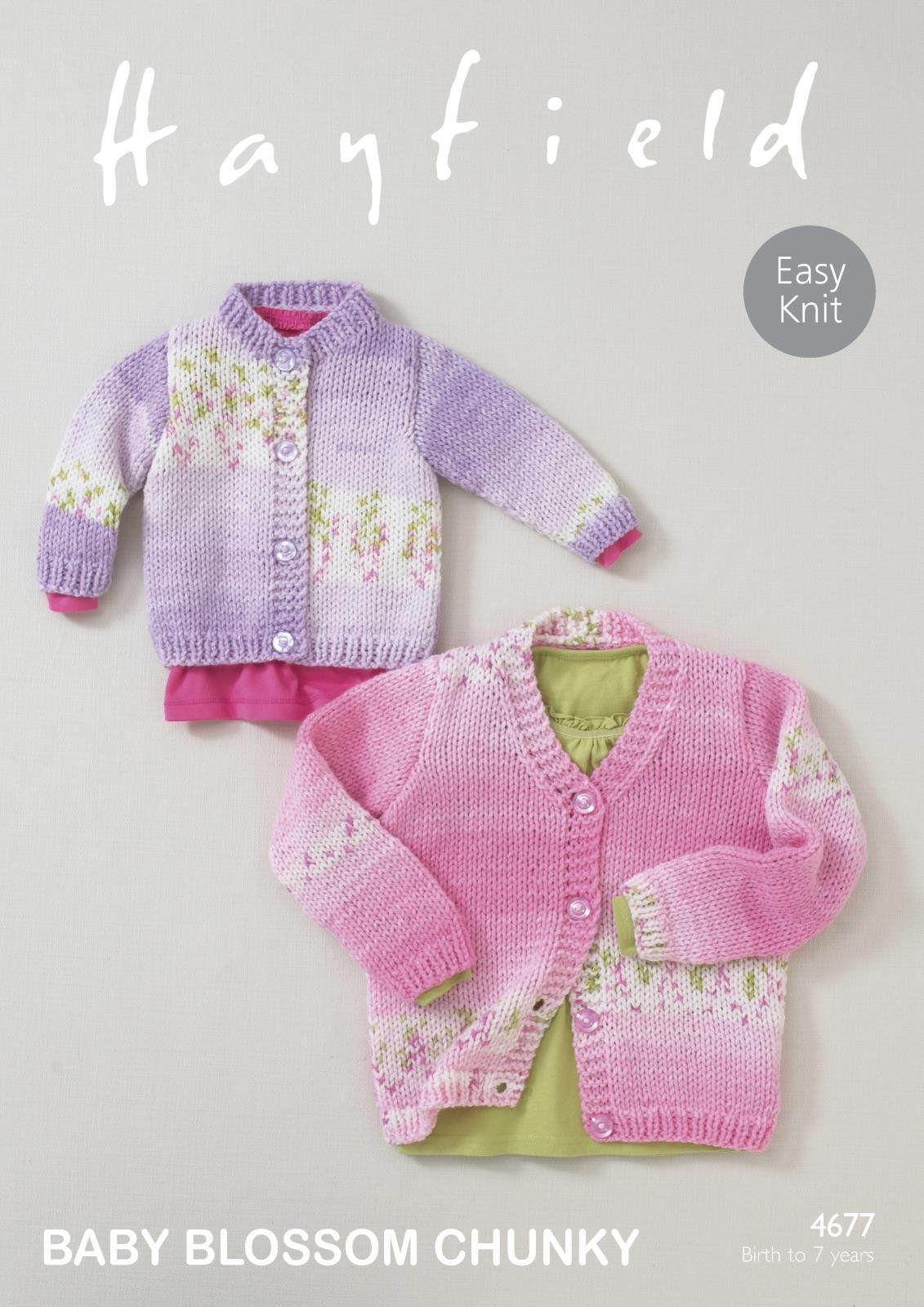 Sirdar Women's Multi Hayfield 4677 Knitting Pattern Baby Girls Round & V Neck Cardigans In Hayfield Baby Blossom Chunky