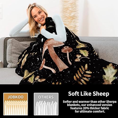 Miniatura 4 de Manta de vellón hippie con diseño de mariposa, luna, plantas, decoración temática de la naturaleza, manta para adultos, manta ligera con estampado