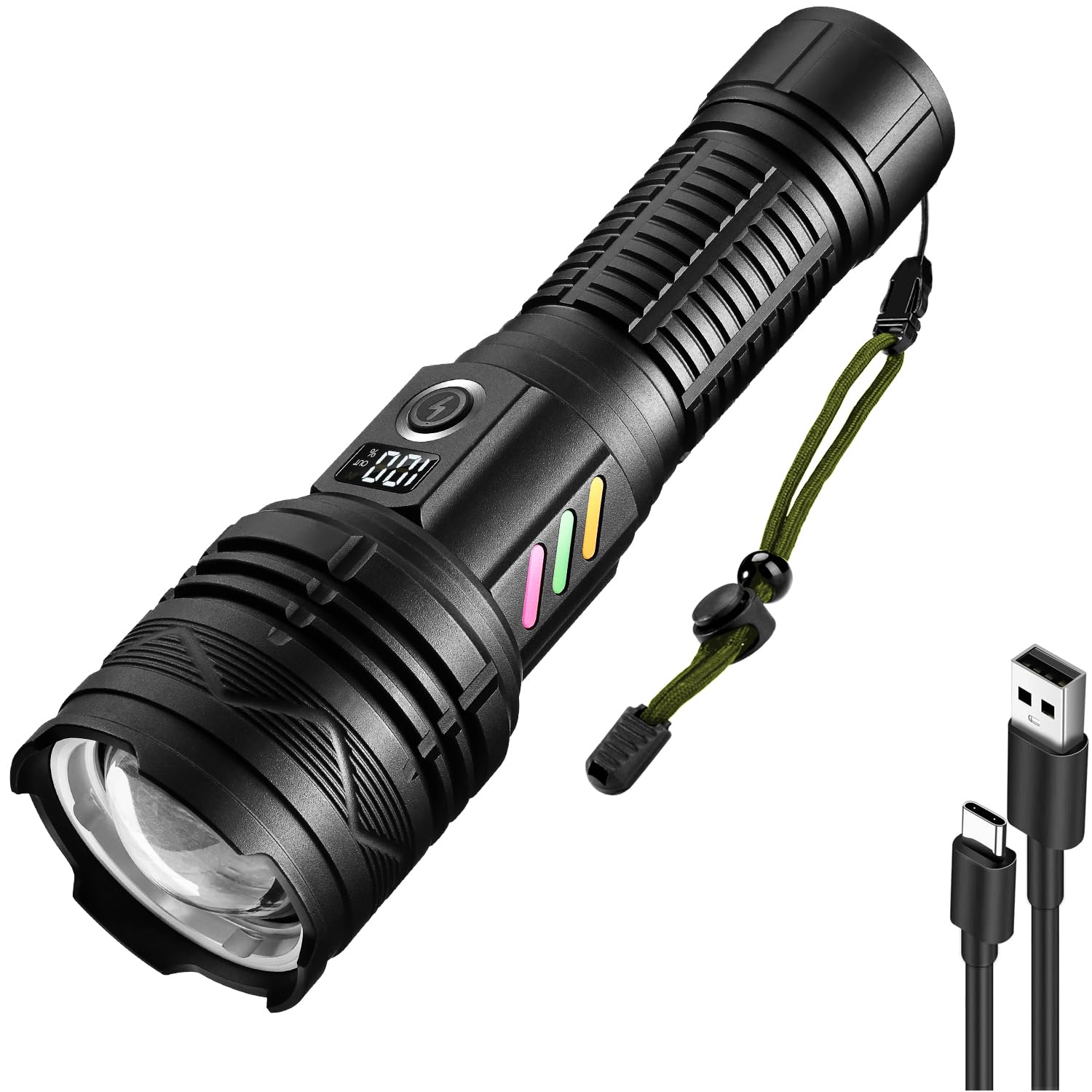 Amazon.co.jp: 懐中電灯【記憶機能 液晶画面デジタル残量】強力 軍用