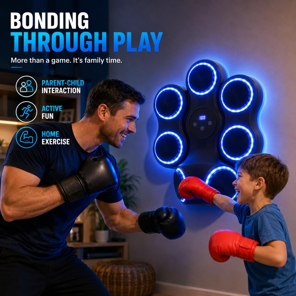 Music Boxing Machine - Máquina de boxeo electrónica con luces LED y Bluetooth, 9 velocidades para niños y adultos, entrenador de boxeo musical para casa y gimnasio