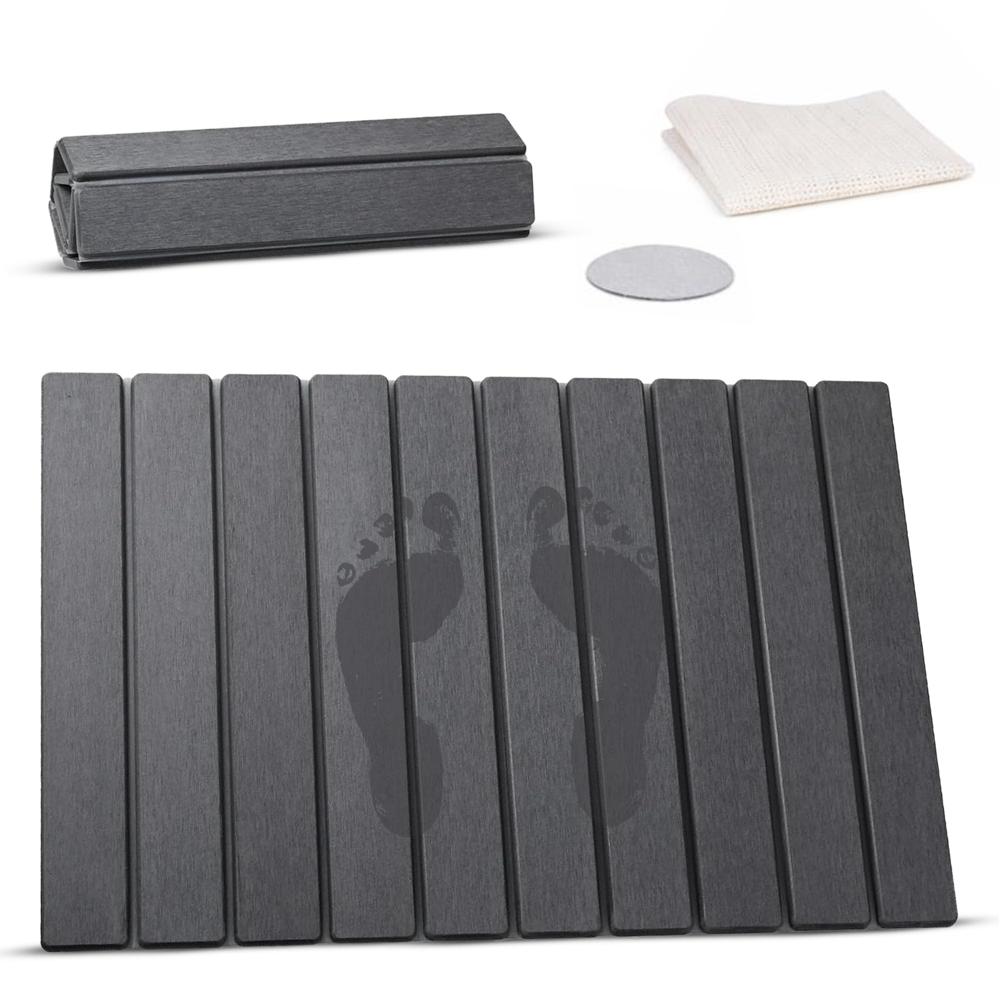 Alfombra Diatomita Baño Plegable Antideslizante | Alfombrilla Baño Diatomita Absorción Rápida | Piedra de atomita | Bath Mat | Alfombra Ducha Antideslizante (Plegable Gris)