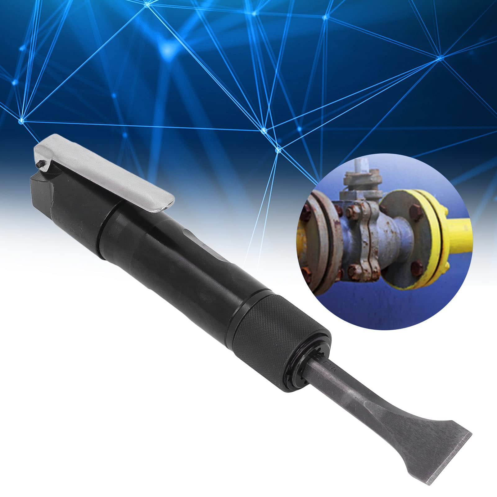 Cincel neumático de tipo recto, kit de cincel neumático de 1/4 de pulgada con bloqueo automático en aleación de aluminio y mango ergonómico, para desbarbado de hormigón, ladrillo y (Estilo japonés)