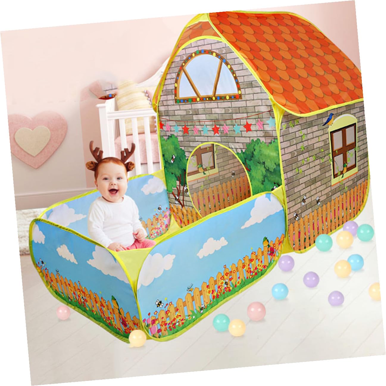 Alasum Tienda de Juegos para Niños Portátil Estructura de Alambre de Acero y Tela de Poliéster, Fácil Instalación y Bolsa de Transporte para Uso Interior y Exterior