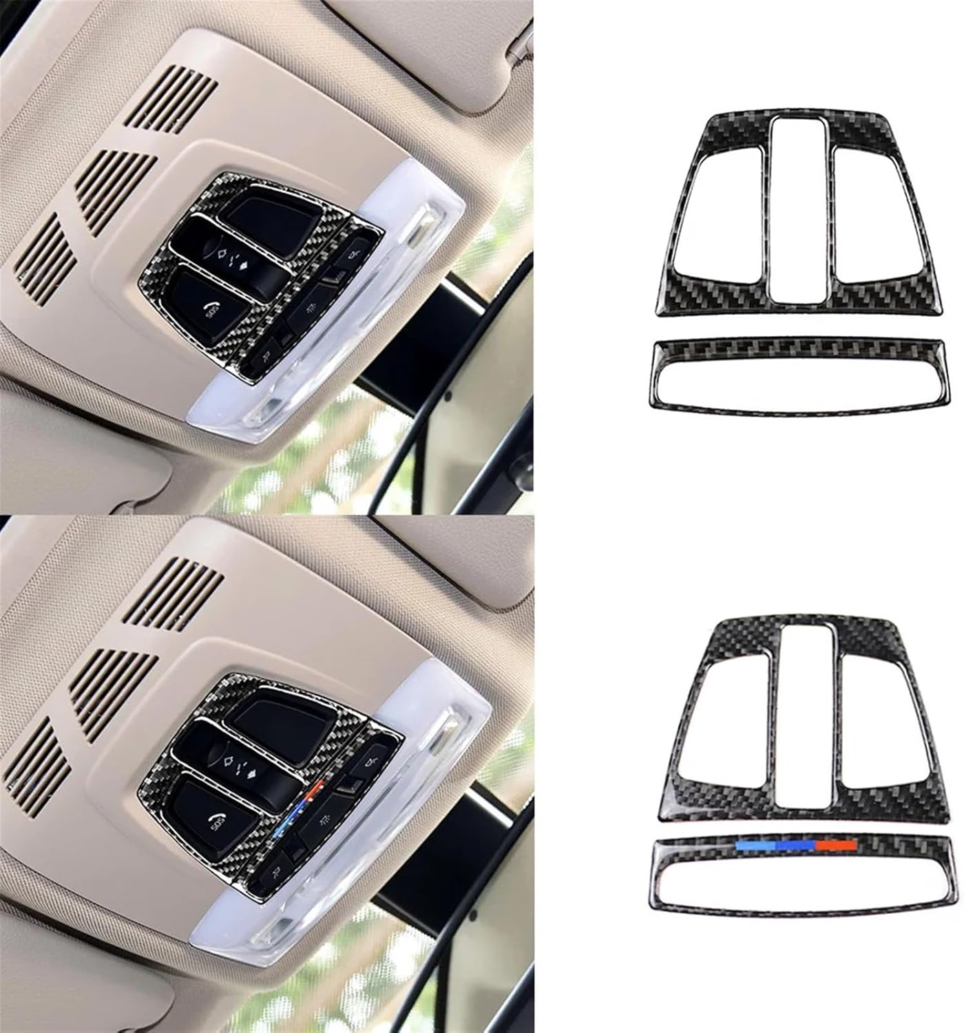 Carbon Fiber Car Reading Light Decorative Frame Sticker for bmws F30 F20 F34 F46 X5 F15 X6 F16 X1 F48 Accessoire(Classic Style)