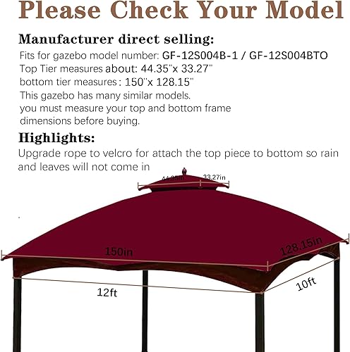 Miniatura 9 de SCOCANOPY Parte superior de repuesto beige claro para cenador Lowe's Allen Roth 10X12 modelo #GF-12S004B-1#GF-12S004BTO#TPGAZ17-002C