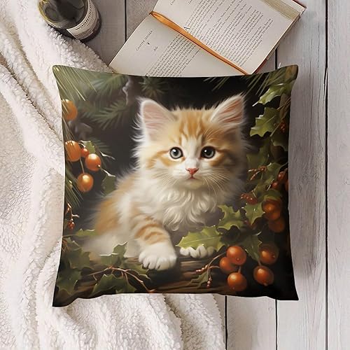 Miniatura 4 de HighonHi Cojines Decorativos para Sala Gatito con funda de almohada navideña para gatos y papá, funda de cojín para sofá al aire libre, decoración