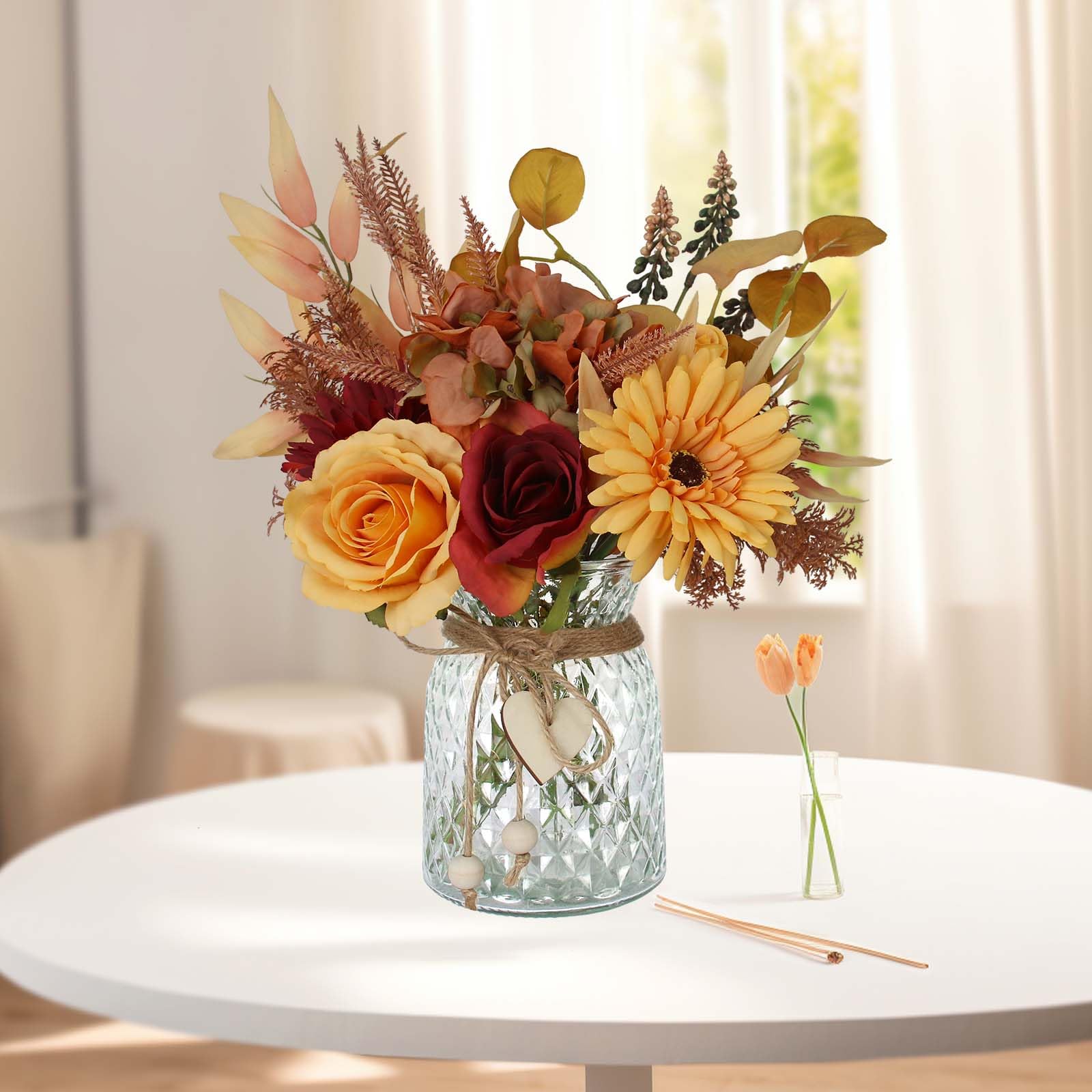 Leftover Fiori finti in vaso, fiori artificiali in vaso, centrotavola da tavolo per sala da pranzo, centrotavola per tavoli, fiori finti con vaso, decorazione per tavolo da cucina, decorazione per