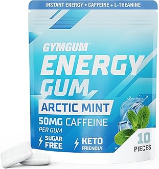 Energy Caffeine Gum | 50mg Caffeine | Sugar-Free, Keto-Friendly | Fast-Acting Energy & Focus Gum with Guarana & L-Theanine (10 Pieces)