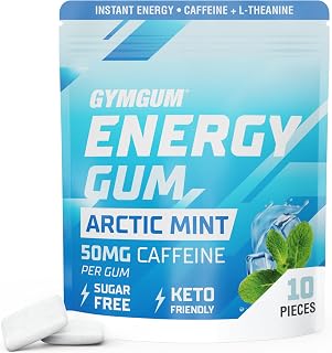 Energy Caffeine Gum | 50mg Caffeine | Sugar-Free, Keto-Friendly | Fast-Acting Energy & Focus Gum with Guarana & L-Theanine (10 Pieces)