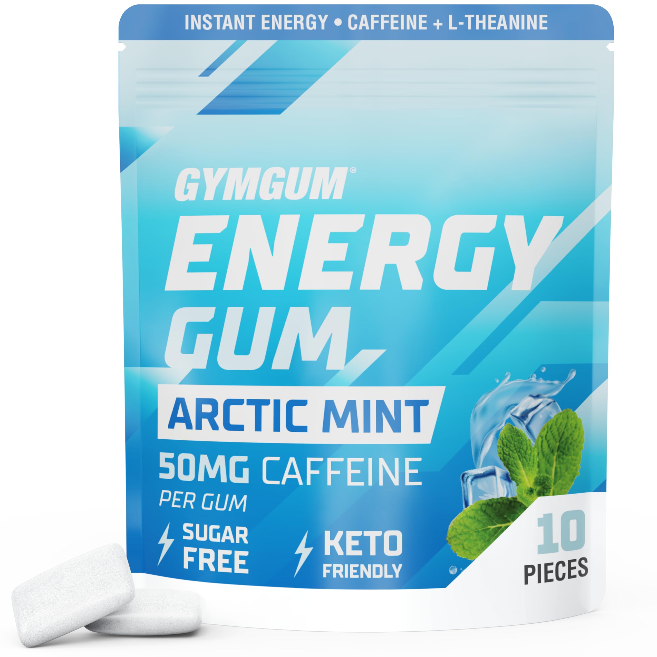 Energy Caffeine Gum | 50mg Caffeine | Sugar-Free, Keto-Friendly | Fast-Acting Energy & Focus Gum with Guarana & L-Theanine (10 Pieces)