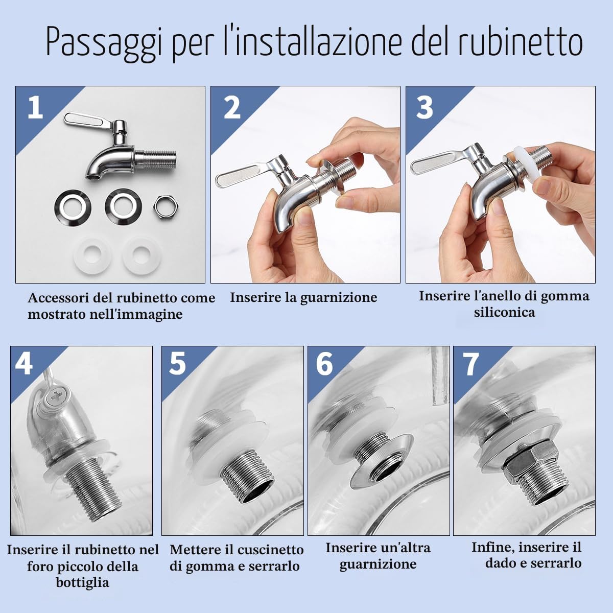 Evanda Dispenser bevande in vetro con rubinetto in acciaio inox a prova di perdite, distributore di bevande ghiacciate da 4 l, per la preparazione di tè freddo, limonata e succhi di frutta