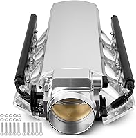 Vista 11 de Colector de admisión mejorado de 4.016 in de chapa metálica fabricada EFI con cuerpo del acelerador EFI Drive By Wire y rieles de combustible Negro