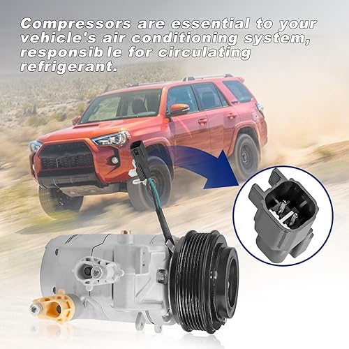 Miniatura 4 de Compresor de A/C con embrague compatible con Ford F-250 F-350 F-450 F-550 Super Duty 6.2L 6.8L, reemplaza el número OE CO11409C, HC3H19D629CC,