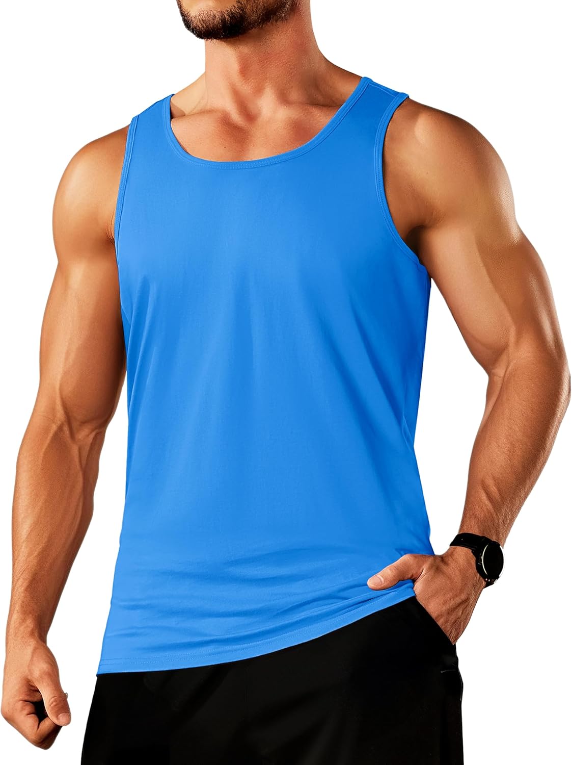 TACVASEN Men's Tank Top Cotton Moisture Wicking Muscle Shirt Summer Sleeveless Shirts Gym Workout Tank