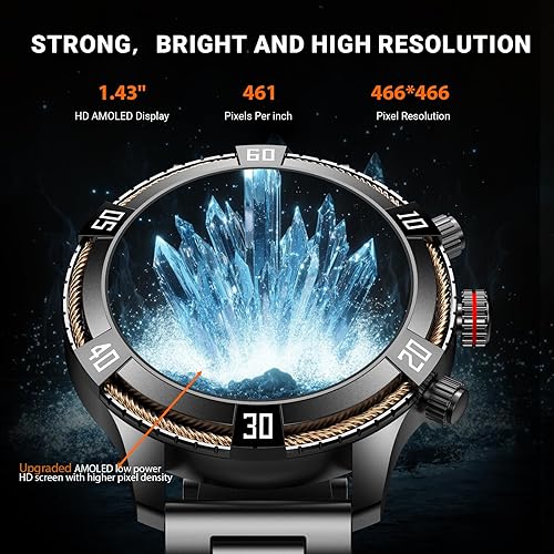 Miniatura 2 de Reloj inteligente para hombre con Bluetooth para respuestahacer llamadas, pantalla AMOLED de 1.43 pulgadas, reloj inteligente de lujo, rastreador de