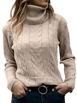 Womens Pullover Sweaters Turtleneck Long Sleeve Tops
