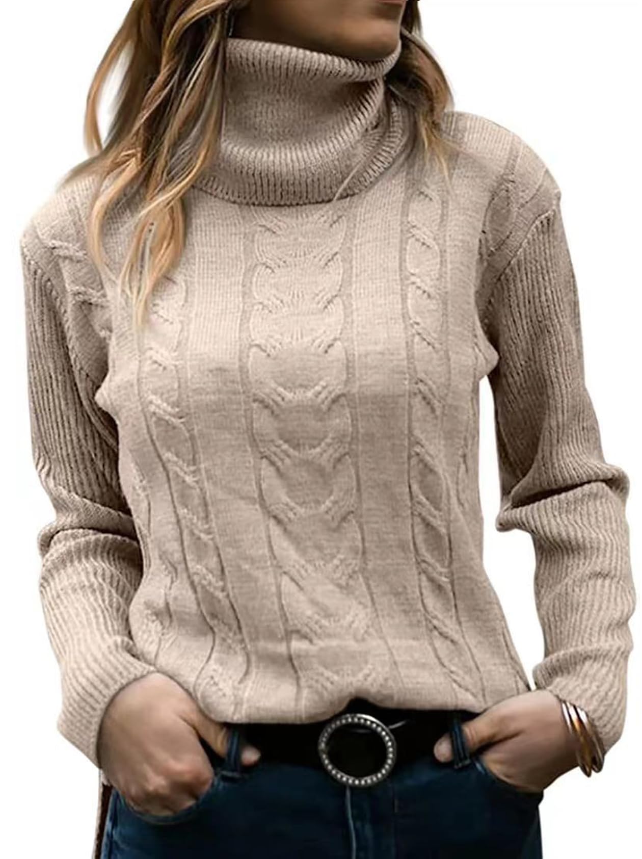 Womens Pullover Sweaters Turtleneck Long Sleeve Tops