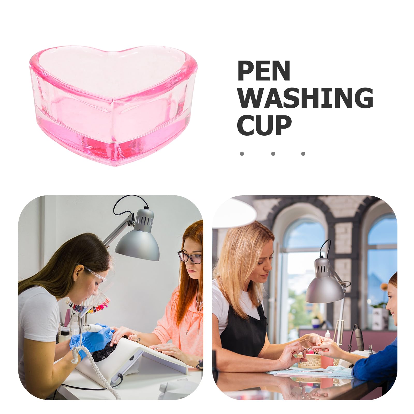 minkissy Heart Shape Nail Dappen Cup 1.97X1.85X0.87 Inches Glass Manicure Dish Decorative Nail Brush Holder for Acrylic Supplies - Image 4