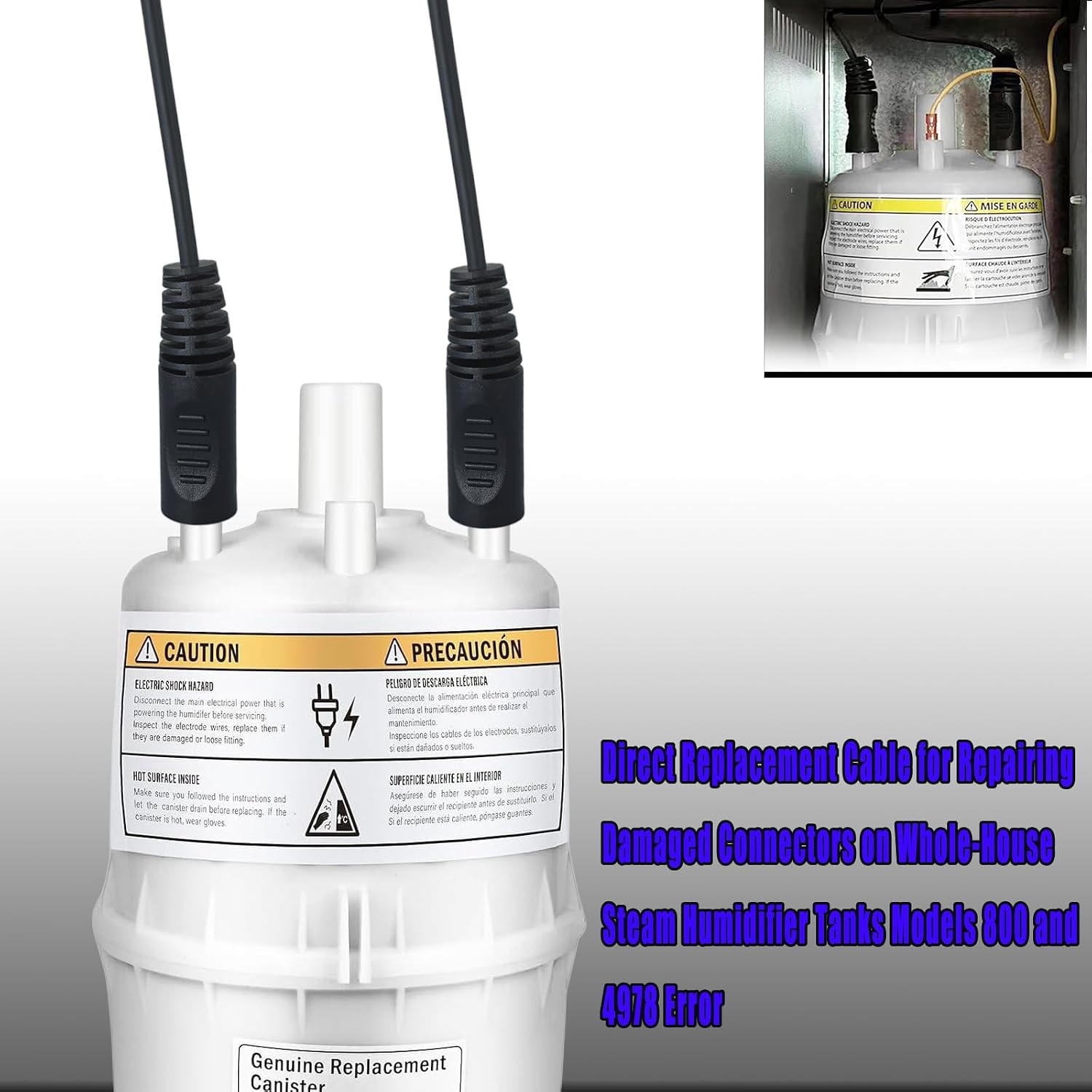 Replacement Electrode Wires for 800 Series Steam Humidifier Water Tanks (2-Pack), Compatible with Whole-House Steam Humidifier Water Tank Electrode Wires 4978. Models: 800, 800LC, 801, 865, 866