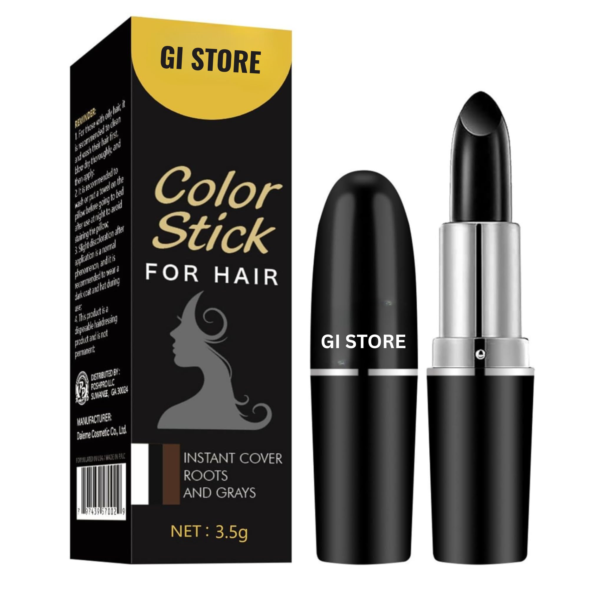 Hairline Powder, Hair Shading Sponge Pen, Hairline Shadow Powder Stick, Quick Root Touch-Up Eyebrow Stamp Root Cover Up Hairline Powder Black Root Touchup (Black)-image-38