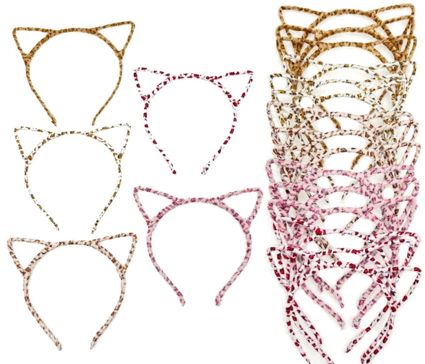 JZK 20 x Terciopelo estampado de leopardo diadema orejas gato banda para cabello diadema para fiesta mujer de maquillaje vestirse para mujeres y niñas regalo de recuerdo de fiesta