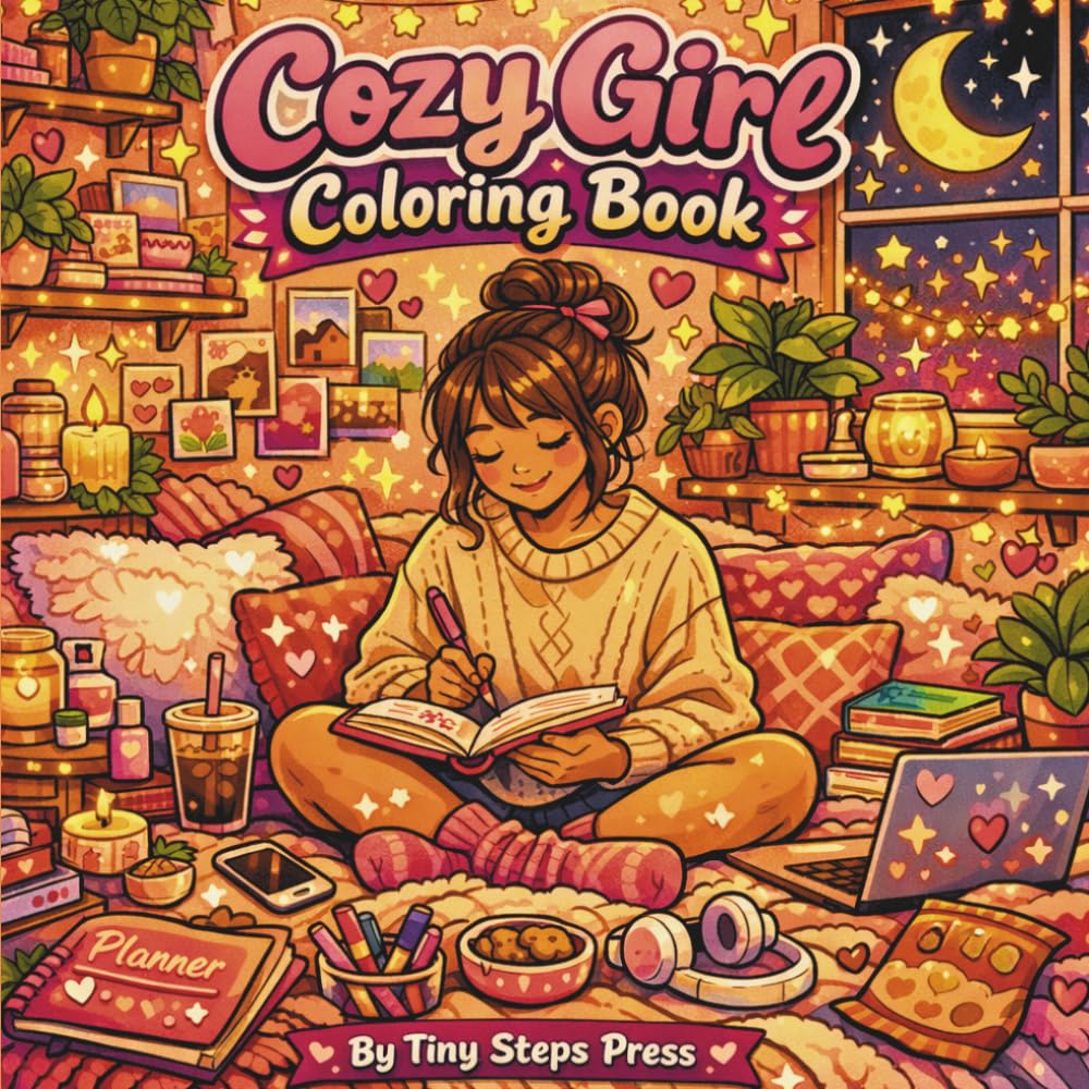 Cozy Girl Coloring Book: Daily Routine, Self-Care, Cute Aesthetic Scenes & Cozy Lifestyle Designs for Relaxation
