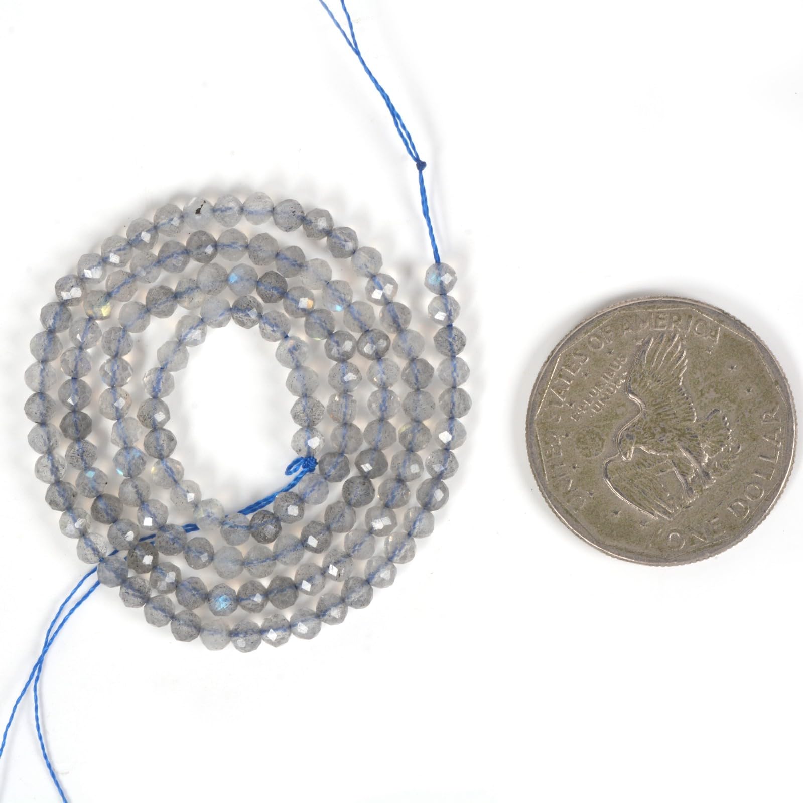 3 mm Labradorit, facettierter Edelstein, rund, lose Perlen, Strang, 39,4–40,6 cm, DIY-Schmuckherstellung