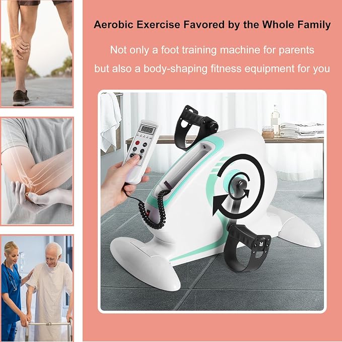 Mini bicicleta estática para brazos y piernas con pantalla LCD miniatura 6